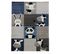 80x150 Tapis Enfant Rectangulaire Zoo Bleu, Gris, Noir