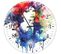 Horloge Murale Visage Aquarelle 'amour Et Vie' 30cm 40 X 40 Cm Bleu