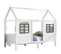 Lit cabane pour enfant 200x90 avec 2 fenêtres, cadre en bois massif de pin, blanc