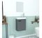 Lave Main Avec Miroir - 50x40 Cm - Gris Foncé