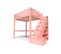 Lit Mezzanine Alpage Bois + Escalier Cube Hauteur Réglable, Couleur: Rose Pastel, 120x200
