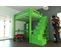 Lit Mezzanine Alpage Bois + Escalier Cube Hauteur Réglable, Couleur: Vert, Dimensions: 120x200