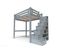 Lit Mezzanine Alpage Bois + Escalier Cube Hauteur Réglable, Couleur: Gris Aluminium, 120x200