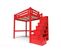 Lit Mezzanine Alpage Bois + Escalier Cube Hauteur Réglable, Couleur: Rouge, Dimensions: 140x200