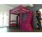 Lit Mezzanine Alpage Bois + Escalier Cube Hauteur Réglable, Couleur: Prune, Dimensions: 160x200