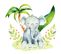 Lit Enfant 190x90    Blanc   Motif Éléphant + Matelas Mousse Latex Avec Tiroir