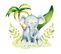 Lit Enfant 140x70    Blanc   Motif Éléphant + Matelas Mousse Latex Coco Sans Tiroir