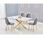 Table Repas Jessica Gold Verre Effet Marbré Blanc 150x90cm