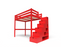 Lit Mezzanine Sylvia Avec Escalier Cube Bois, Couleur: Rouge, Dimensions: 120x200