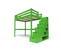 Lit Mezzanine Sylvia Avec Escalier Cube Bois, Couleur: Vert, Dimensions: 120x200