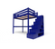 Lit Mezzanine Sylvia Avec Escalier Cube Bois, Couleur: Bleu Foncé, Dimensions: 120x200