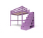 Lit Mezzanine Sylvia Avec Escalier Cube Bois, Couleur: Lilas, Dimensions: 120x200