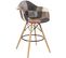 Chaise haute de bar patchwork style scandinaves avec accoudoirs TIBA (marron)
