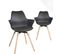 Lot 2 de 2 fauteuils scandinaves avec accoudoirs et coussin MOTI (noir - Marron foncé)