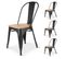 Lot de 4 chaises en métal noir mat et assise en bois clair - Style industriel