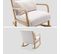 Fauteuil À Bascule Design En Bois Et Tissu. Bouclettes Blanches. 1 Place. Rocking Chair Scandinave