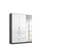 Armoire 3 portes 4 tiroirs L.136 cm PERLA imitation gris foncé et blanc brillant