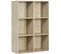 Bibliothèque Armoire. Étagère De Rangement En Mdf. 6 Cubes Compartiments. 60x29.5x89cm. Chêne Clair