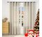 2 Pièce Rideau De Noël Translucide En Effet Lin,décoration De Fenêtre Avec Fronces,135x245cm,sable