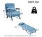 Fauteuil Chauffeuse Canapé-lit Convertible Inclinable Lin Blau Clair