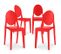 X4 Chaise à Manger Victoire Design Transparent Rouge
