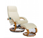 Fauteuil Relax Pivotant + Repose-pieds Avec Fonctions De Massage Et De Chauffage Pu Beige