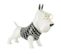 Statuette Déco "chien Avec Pull" 30cm Blanc Et Noir