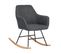Fauteuil à bascule relaxation scandinave ergonomique rocking chair tissu gris foncé confortable
