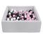 Piscine À Balles Pour Enfant, 90x90 Cm, Aire De Jeu + 300 Balles Noir,blanc,rose Clair,gris