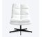 Fauteuil Salon Pivotant Sur 360° Avec Dossier Pliante Assise Épais Revêtement En Tissu, Blanc