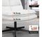 Fauteuil Salon Pivotant Sur 360° Avec Dossier Pliante Assise Épais Revêtement En Tissu, Blanc