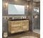 Meuble de salle de bain 120 cm GALAPAGOS Imitation chêne brut et noir