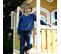 Stef Maison Enfant Avec Toboggan Bleu   Aire De Jeux Pour L'extérieur En Marron et Blanc