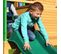 Andy Maison Enfant Avec Bac à Sable et Toboggan Vert   Aire De Jeux Pour L'extérieur En Marron et
