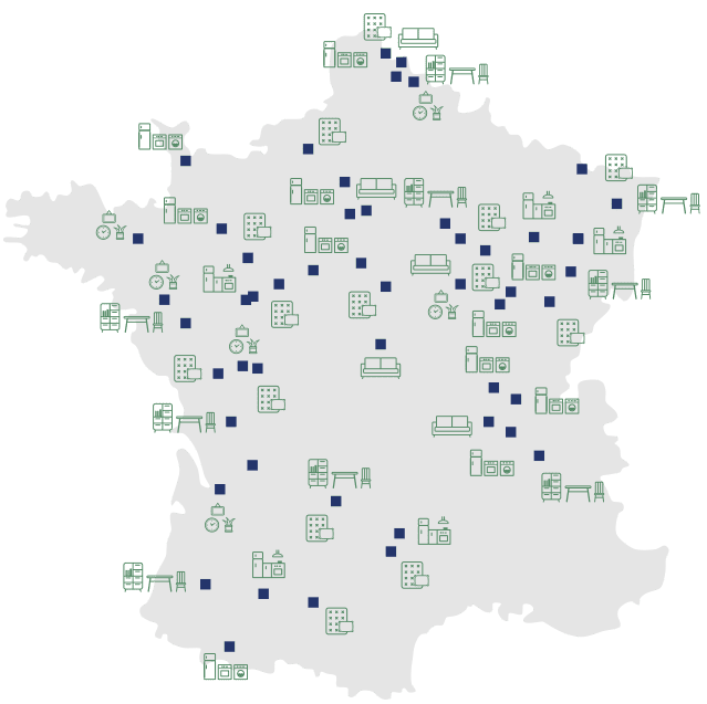 carte de France avec les fabricants français